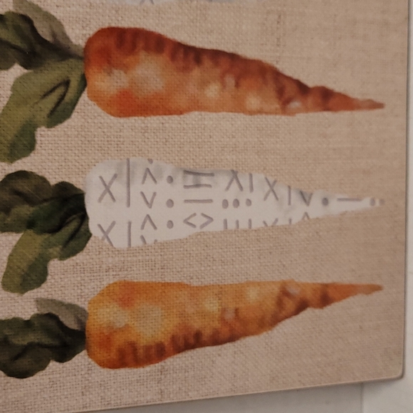 Adorable Orange and White Burlap Carrots Canvas Plaque - Picture 8 of 14